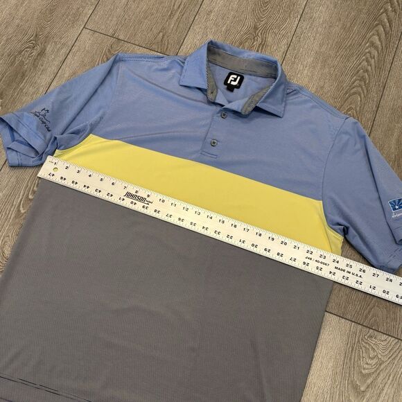 Footjoy Golf Polo Shirt Mens Large Colorblock Blue Yellow Black Athletic Casual - Picture 6 of 8